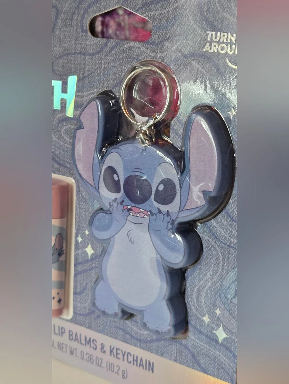 Disney Stitch Scented Lip Balm Trio & Keychain NIP